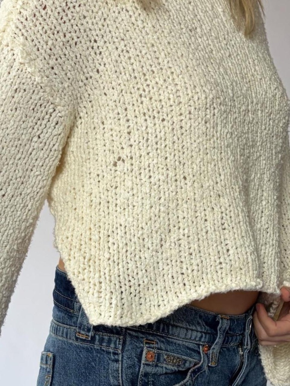 Anthropologie Bell Sleeve Knit Sweater Medium Cream - Picture 4 of 7